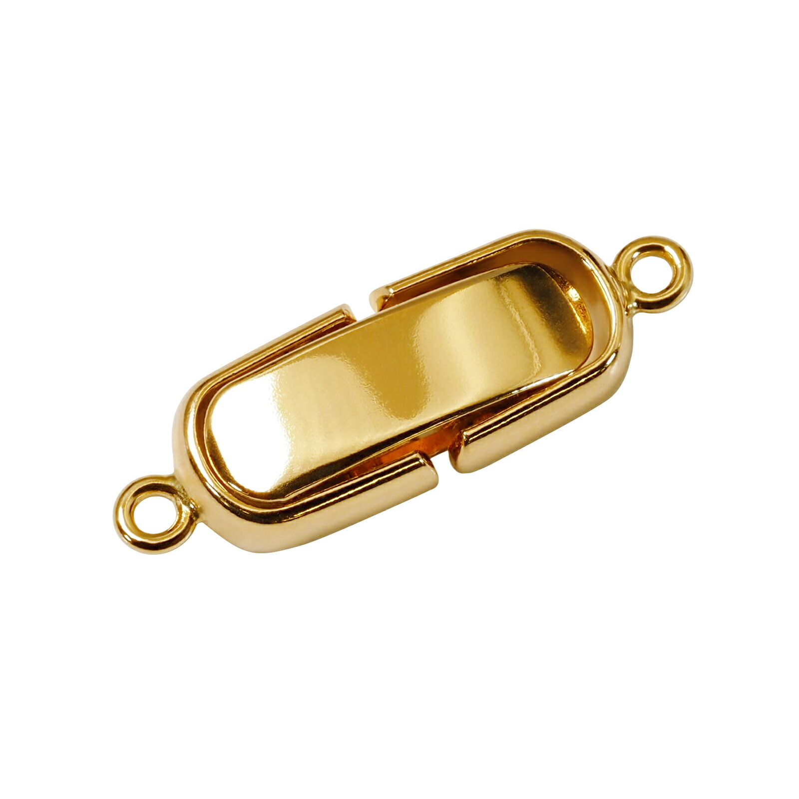 【1個売り】 留め具 18金 イエローゴールド 中折れ式留具 丸平型 丸カン付き 縦17.0mm 横5.0mm クラスプ｜手芸用品 金具 飾り パーツ 部品 K18YG k18 18k 貴金属