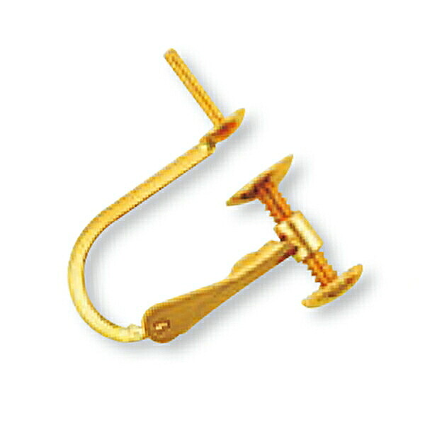 【1個売り】 イヤリングパーツ 18金 イエローゴールド ネジバネ式イヤリングパーツ つきさし付き 縦16.0mm ノンホール｜手芸用品 金具 飾り パーツ 部品 K18YG k18 18k 貴金属