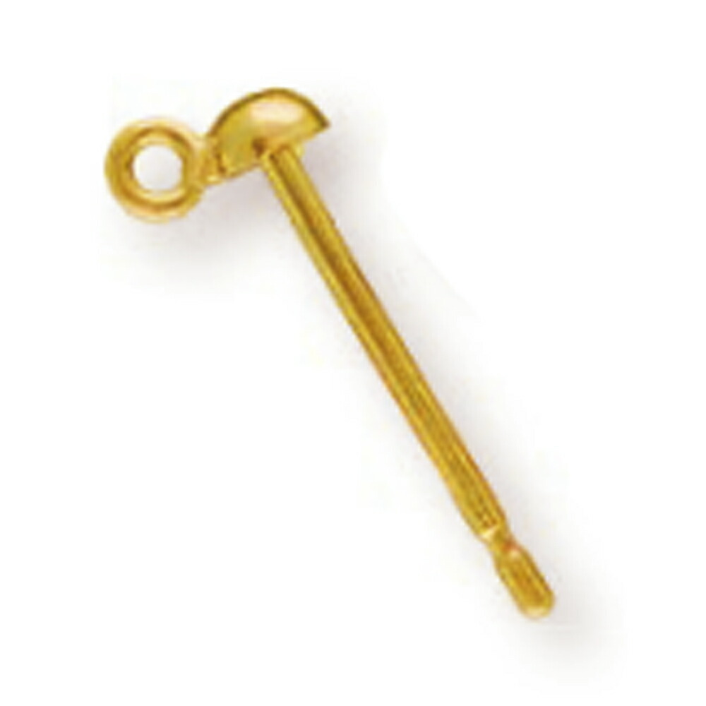 【1個売り】 ピアスパーツ 18金 イエローゴールド スタッドピアスパーツ 丸カン付き 軸径0.70mm ピアスポスト ピアス軸｜手芸用品 金具 飾り パーツ 部品 K18YG k18 18k 貴金属