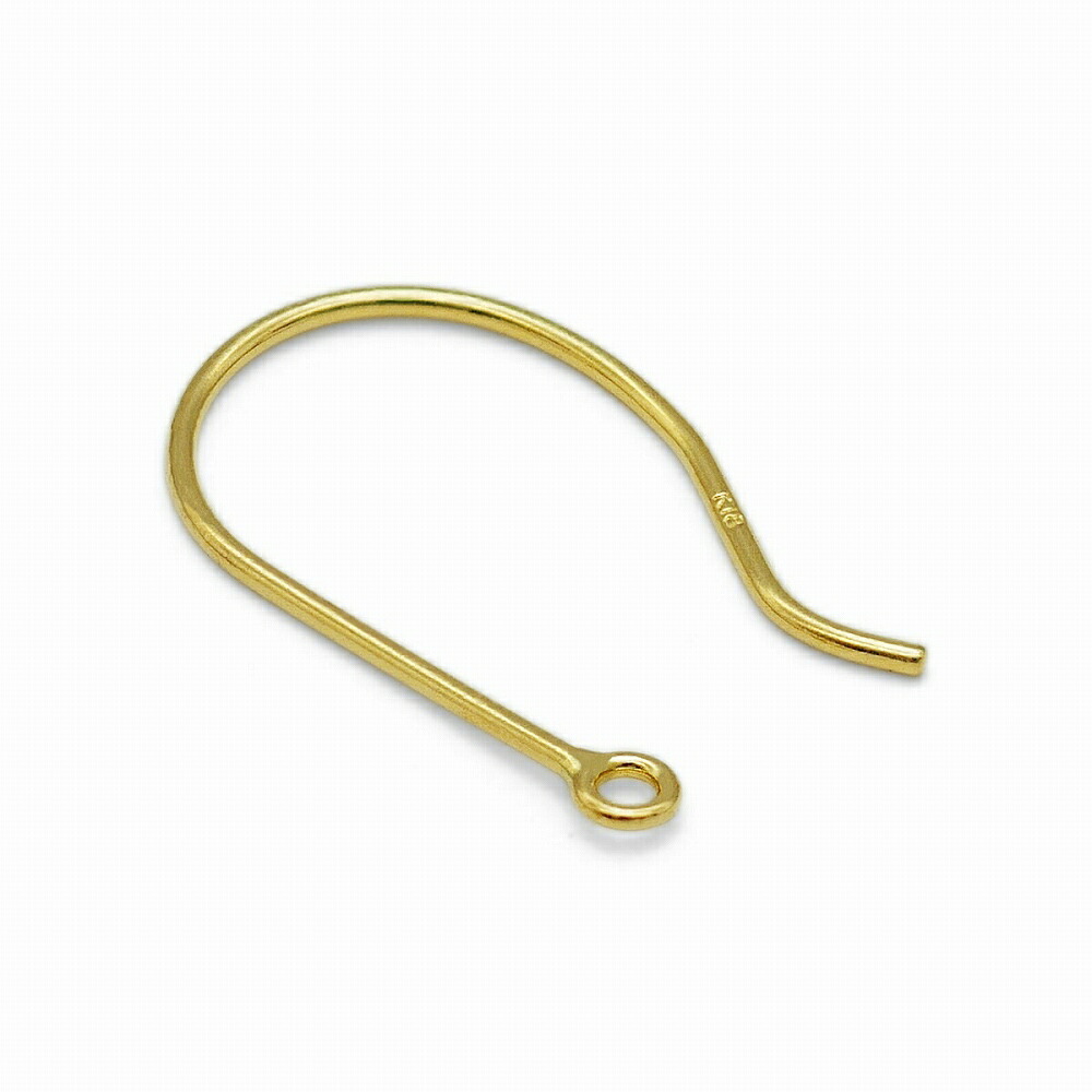 【1個売り】 ピアスパーツ 18金 イエローゴールド フックピアスパーツ 線径0.60mm 縦15.0mm｜手芸用品 金具 飾り パーツ 部品 K18YG k18 18k 貴金属
