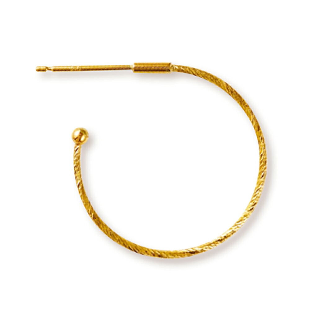 【1個売り】 ピアスパーツ 18金 イエローゴールド ハーフフープピアスパーツ カット入り 縦21.0mm｜手芸用品 金具 飾り パーツ 部品 K18YG k18 18k 貴金属