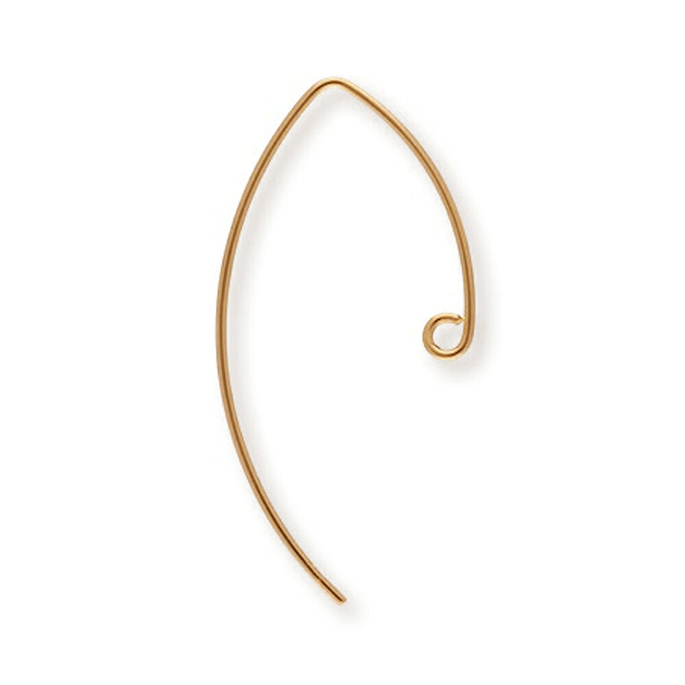 【1個売り】 ピアスパーツ 18金 イエローゴールド フックピアスパーツ リーフタイプ後長 線径0.60mm 縦29.0mm｜手芸用品 金具 飾り パーツ 部品 K18YG k18 18k 貴金属