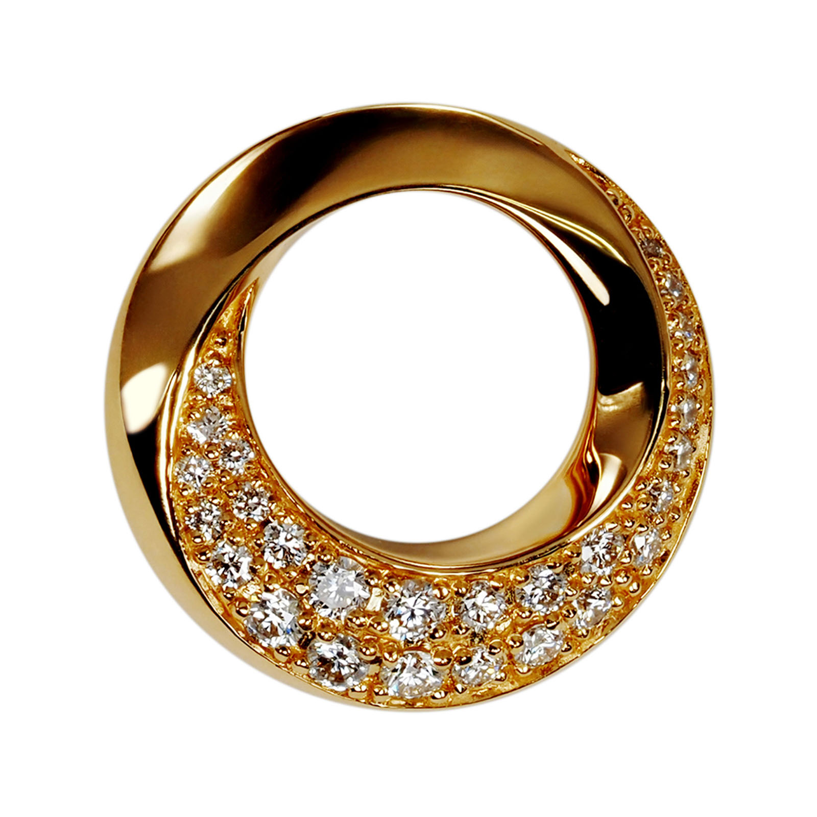 ペンダントトップ 18金 イエローゴールド サークルダイヤモンドのペンダント ダイヤモンド0.17ct 中空タイプ ペンダントヘッドのみ｜K18YG k18 18k 貴金属 ジュエリー レディース メンズ