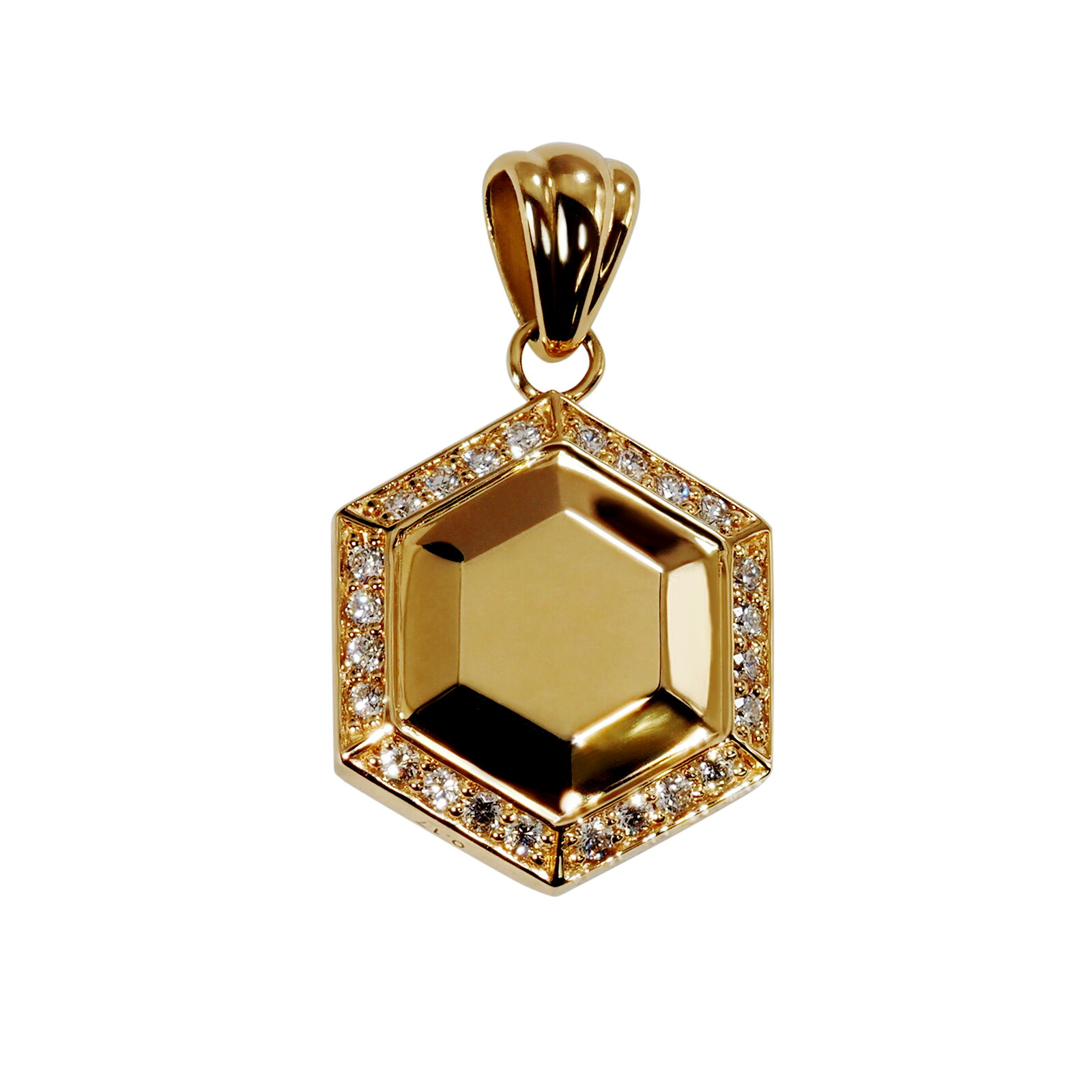 ペンダントトップ 18金 イエローゴールド ヘキサゴンダイヤモンドのペンダント ダイヤモンド0.17ct 中空タイプ ペンダントヘッドのみ｜K18YG k18 18k 貴金属 ジュエリー レディース メンズ