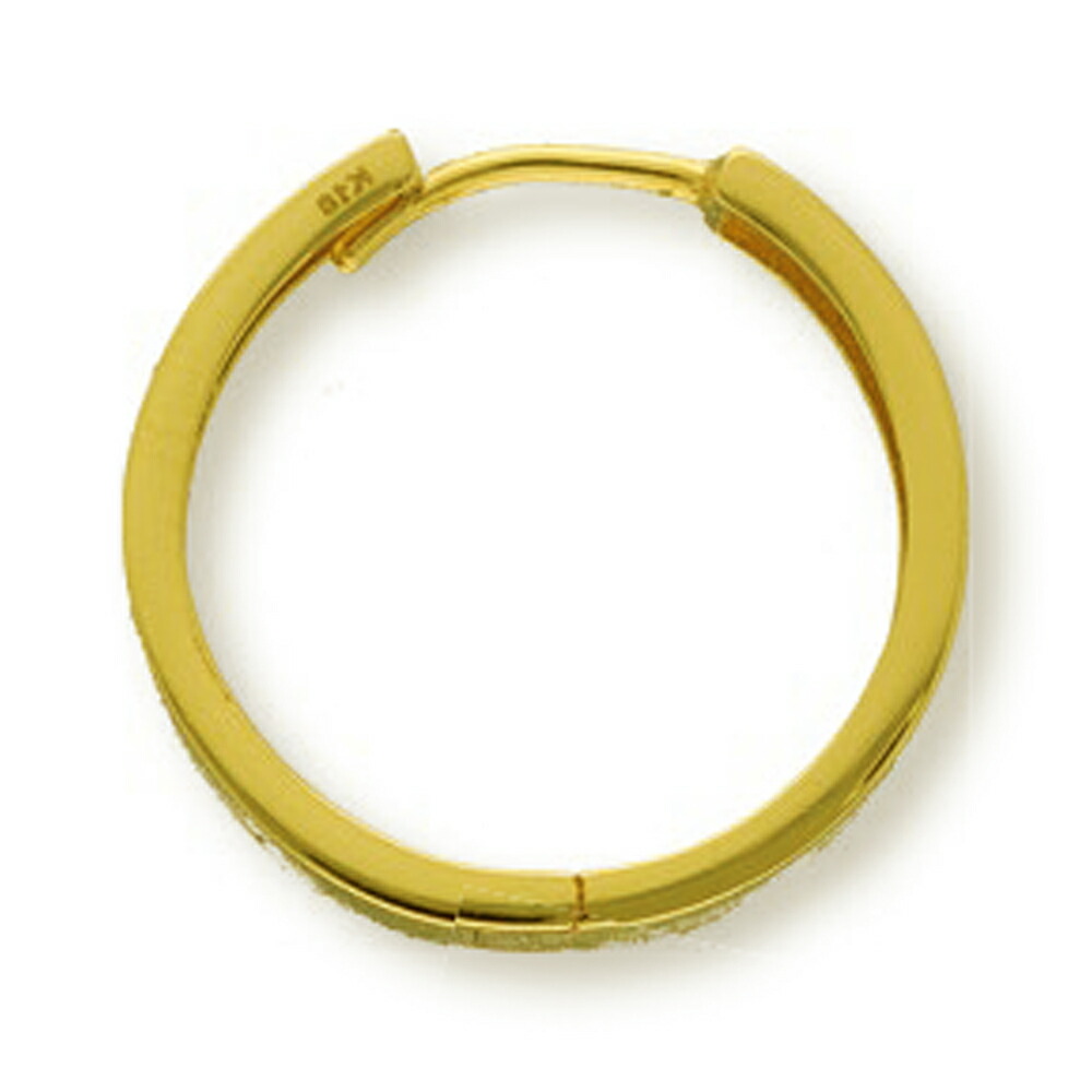 【バラ売り/1個】 ピアス 18金 イエローゴールド 中折れ式フープピアス 角型 幅3.2mm 直径18.5mm|K18YG k18 18k 貴金属 ジュエリー レディース メンズ