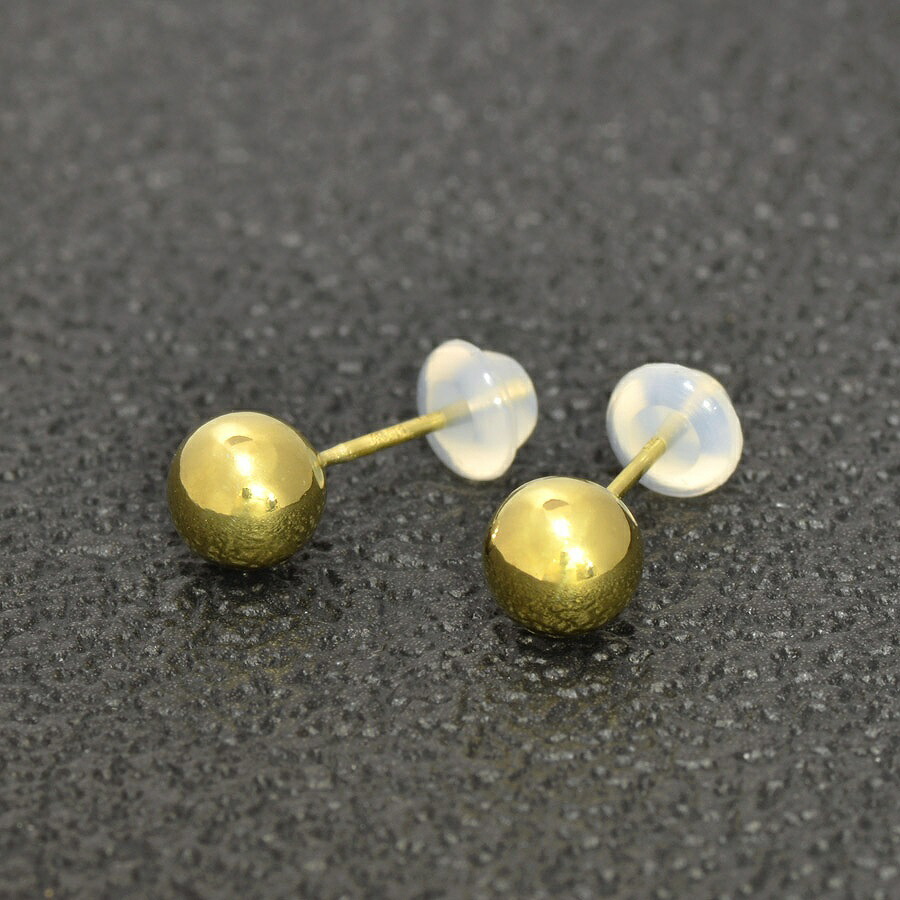 【薔薇売り/1個】 ピアス 18金 黄色ゴールド シャカ玉どんぶり鉢ピアス 差しわたし6.0粍｜K18YG k18 18k 貴金属 宝飾品 レディース メンズ