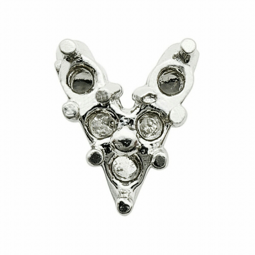 【1個売り】 バチカン PT900 プラチナ ダイヤモンド0.02ct5個用空枠付きダブルバチカン 縦6.0mm 横5.0mm ペンダントトップ用｜手芸用品 金具 飾り パーツ 部品 900pt 貴金属