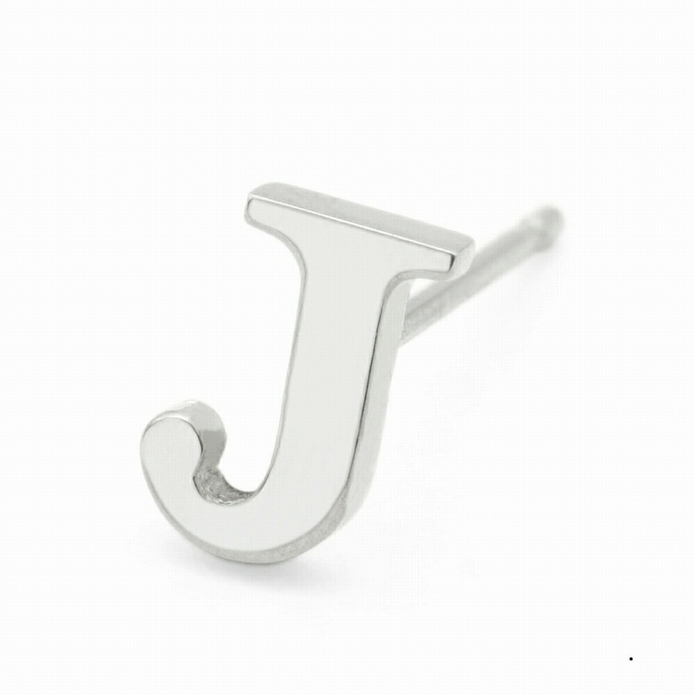 【バラ売り/1個】 ピアス PT900 プラチナ J イニシャルのピアス アルファベット 文字｜900pt 貴金属 ジュエリー レディース メンズ