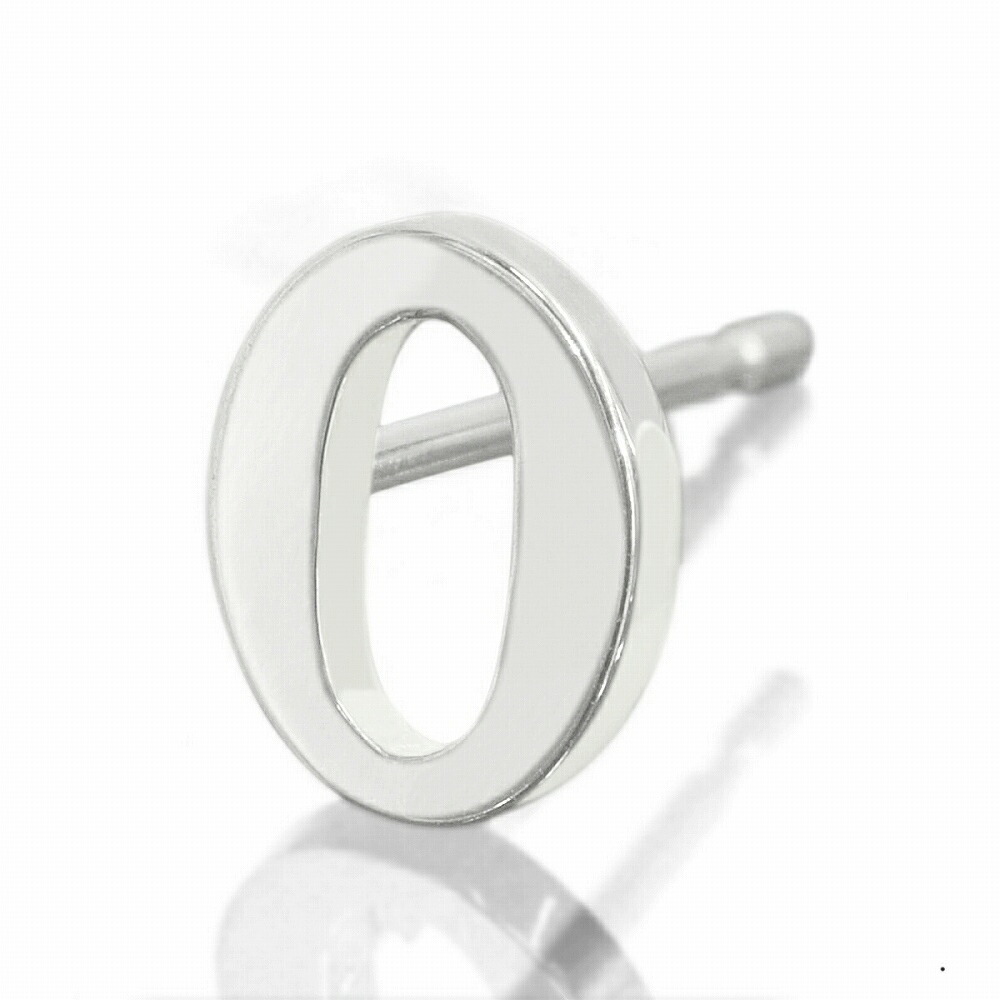 【バラ売り/1個】 ピアス PT900 プラチナ O イニシャルのピアス アルファベット 文字｜900pt 貴金属 ジュエリー レディース メンズ