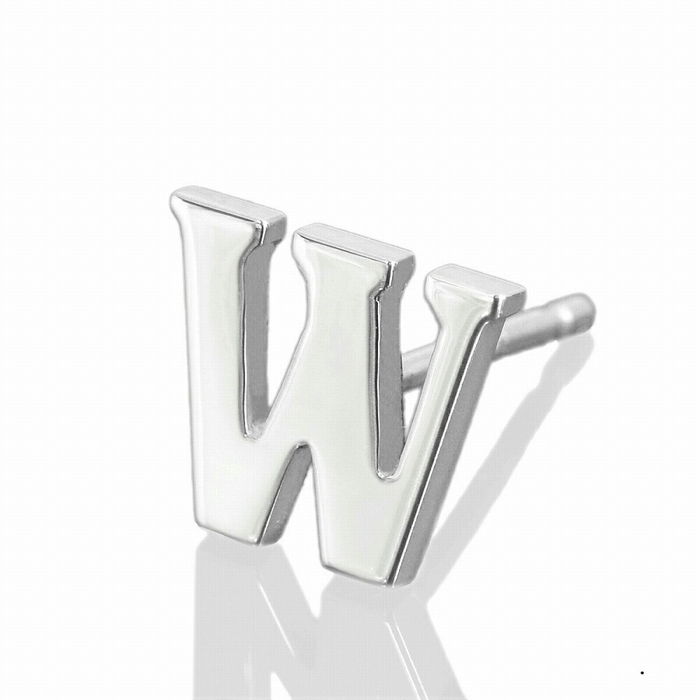 【バラ売り/1個】 ピアス PT900 プラチナ W イニシャルのピアス アルファベット 文字｜900pt 貴金属 ジュエリー レディース メンズ｜ジュエリー＆ネックレス RUBBY
