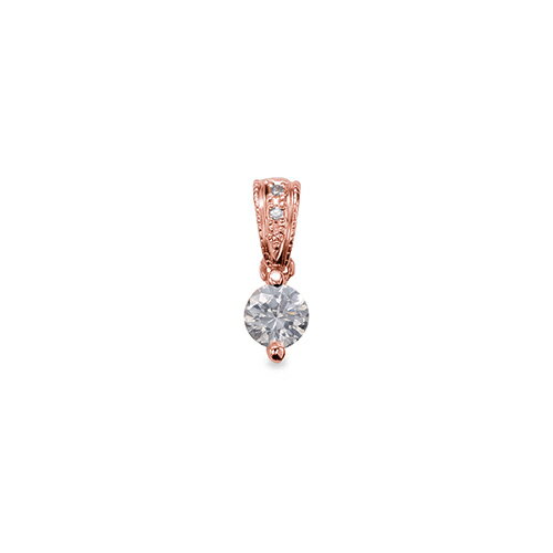 ペンダントトップ 18金 ピンクゴールド 天然石 メレ付きバチカンの一粒ペンダント 主石の直径約4.4mm ミル打ちバチカン 二本爪留め ペンダントヘッドのみ｜K18PG k18 18k 貴金属 ジュエリー レディース メンズ