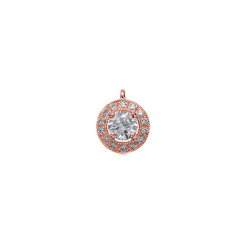 ペンダントトップ 18金 ピンクゴールド 天然石 取り巻きペンダント 主石の直径約4.4mm ミル打ち 四本爪留め ペンダントヘッドのみ｜K18PG k18 18k 貴金属 ジュエリー レディース メンズ