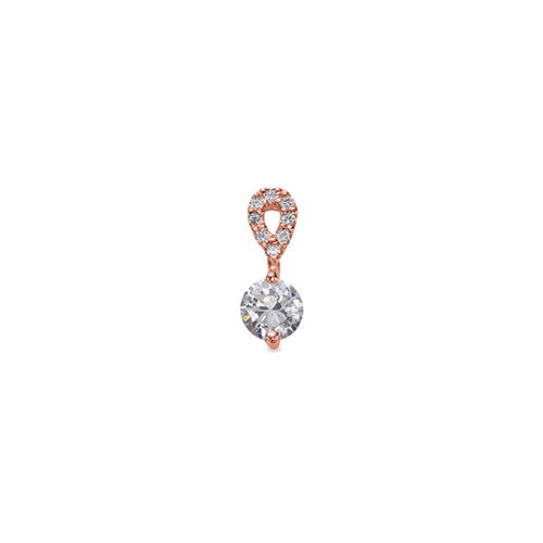 ペンダントトップ 18金 ピンクゴールド 天然石 メレ付きバチカンの一粒ペンダント 主石の直径約5.2mm 二本爪留め ペンダントヘッドのみ｜K18PG k18 18k 貴金属 ジュエリー レディース メンズ
