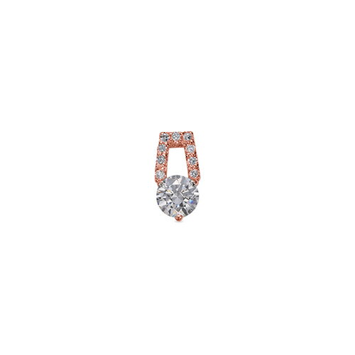 ペンダントトップ 18金 ピンクゴールド 天然石 メレ付きバチカンの一粒ペンダント 主石の直径約4.4mm 三本爪留め ペンダントヘッドのみ|K18PG k18 18k 貴金属 ジュエリー レディース メンズ