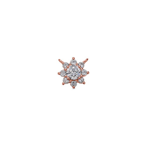 ペンダントトップ 18金 ピンクゴールド 天然石 花モチーフの取り巻きペンダント 主石の直径約3.8mm 四本爪留め ペンダントヘッドのみ｜K18PG k18 18k 貴金属 ジュエリー レディース メンズ
