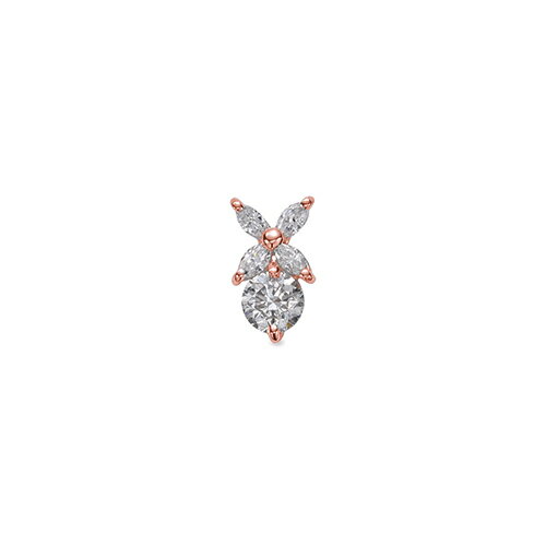 ペンダントトップ 18金 ピンクゴールド 天然石 マーキスメレの花モチーフが付いた一粒ペンダント 主石の直径約5.2mm 二本爪留め ペンダントヘッドのみ｜K18PG k18 18k 貴金属 ジュエリー レディース メンズ