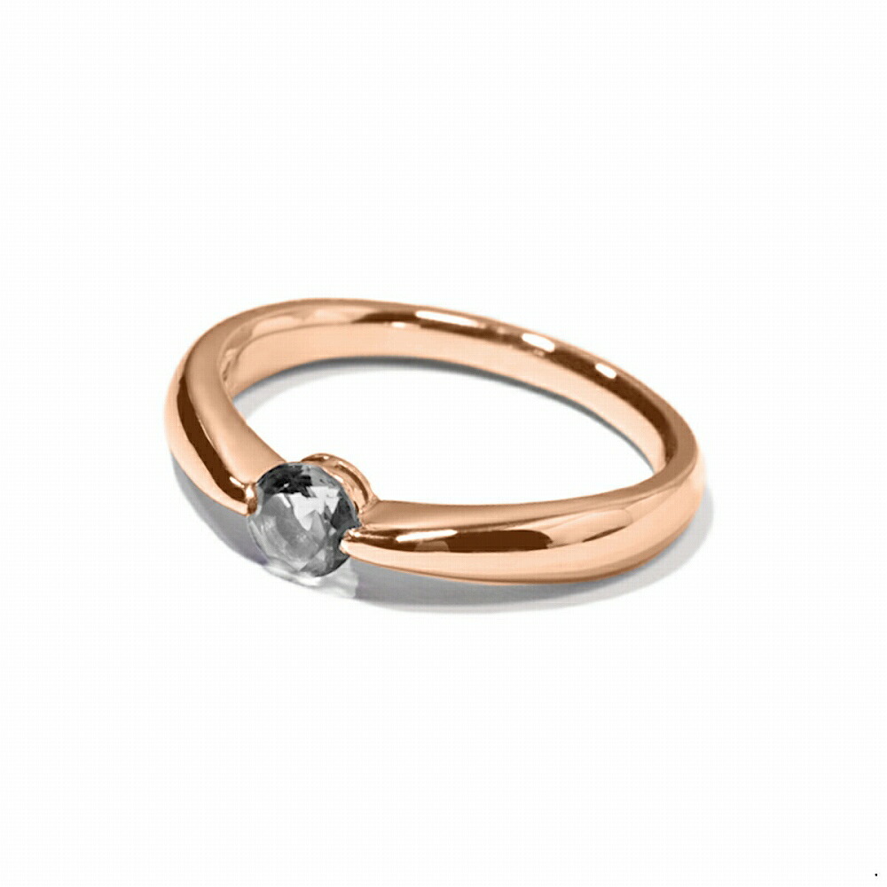 指輪 18金 ピンクゴールド 天然石 一粒リング 主石の直径約4.4mm ソリティア しぼり腕 二本爪留め｜K18PG k18 18k 貴金属 ジュエリー レディース メンズ