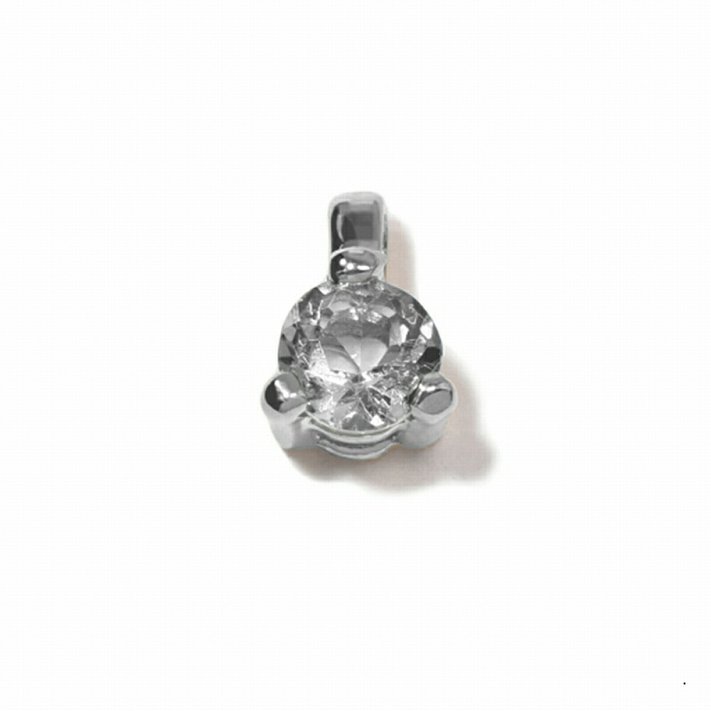 ペンダントトップ 18金 ホワイトゴールド 天然石 一粒ペンダント 主石の直径約3.4mm 二段腰 三本爪留め ペンダントヘッドのみ｜K18WG k18 18k 貴金属 ジュエリー レディース メンズ