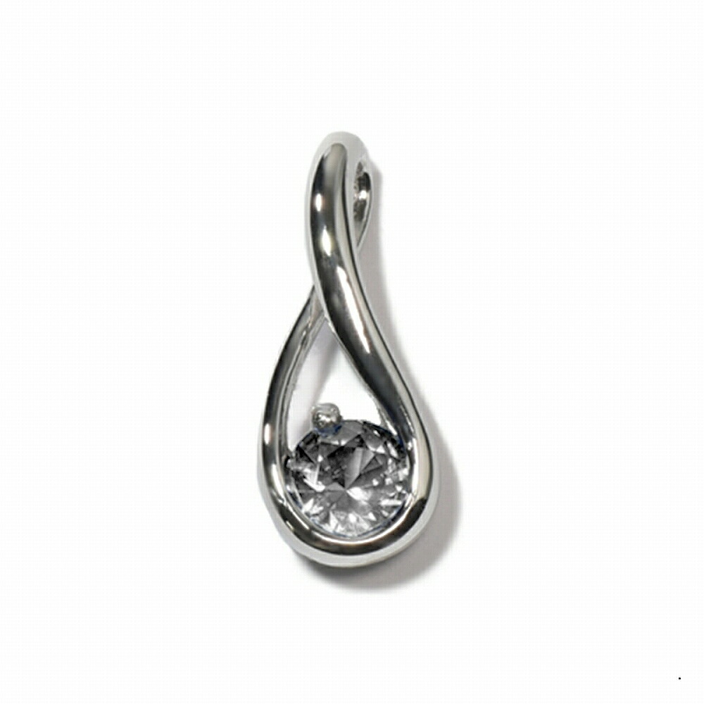 ペンダントトップ 18金 ホワイトゴールド 天然石 ウェーブラインの一粒ペンダント 主石の直径約4.4mm レール留め ペンダントヘッドのみ｜K18WG k18 18k 貴金属 ジュエリー レディース メンズ