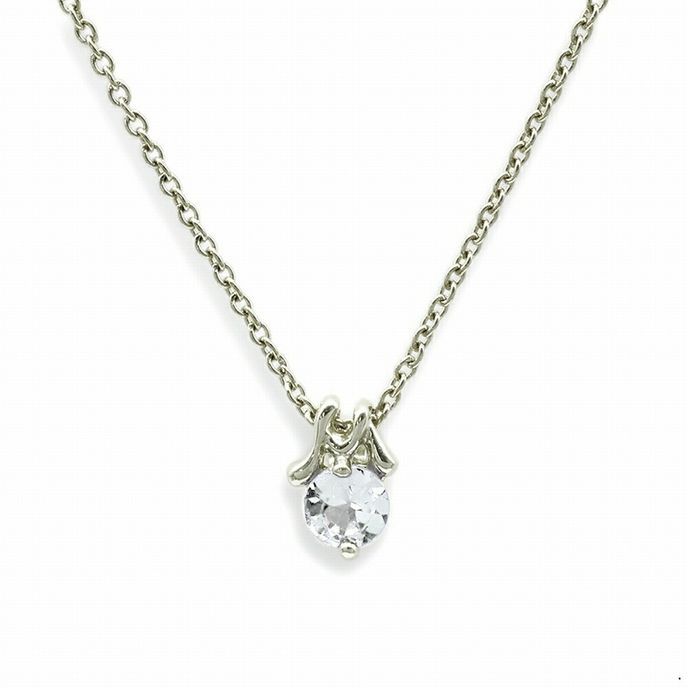 ペンダントトップ 18金 ホワイトゴールド 天然石 M イニシャルモチーフの一粒ペンダント 主石の直径約3.8mm ペンダントヘッドのみ｜K18WG k18 18k 貴金属 ジュエリー レディース メンズ