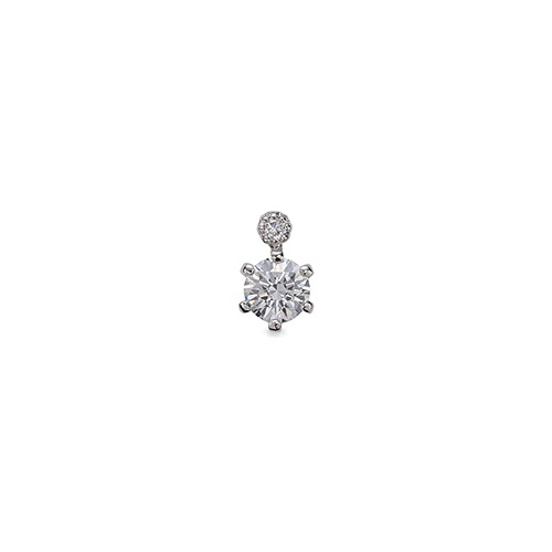 ペンダントトップ 18金 ホワイトゴールド 天然石 二粒ペンダント 主石の直径約5.2mm 六本爪留め ペンダントヘッドのみ|K18WG k18 18k 貴金属 ジュエリー レディース メンズ