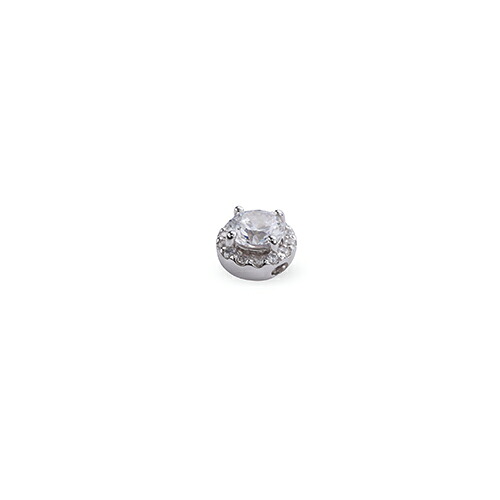 ペンダントトップ 18金 ホワイトゴールド 天然石 取り巻きスルーペンダント 主石の直径約4.4mm 四本爪留め ペンダントヘッドのみ｜K18WG k18 18k 貴金属 ジュエリー レディース メンズ