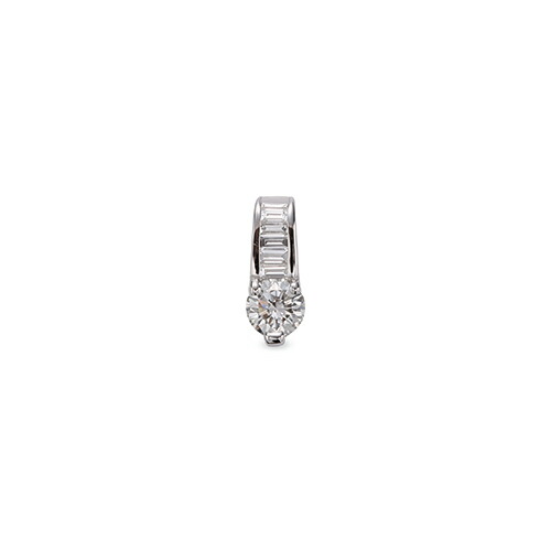ペンダントトップ 18金 ホワイトゴールド 天然石 バゲットメレ付きバチカンの一粒ペンダント 主石の直径約3.8mm 三本爪留め ペンダントヘッドのみ｜K18WG k18 18k 貴金属 ジュエリー レディース メンズ