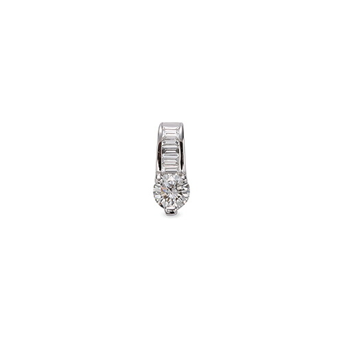 ペンダントトップ 18金 ホワイトゴールド 天然石 バゲットメレ付きバチカンの一粒ペンダント 主石の直径約5.2mm 三本爪留め ペンダントヘッドのみ｜K18WG k18 18k 貴金属 ジュエリー レディース メンズ