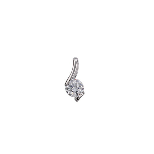 ペンダントトップ 18金 ホワイトゴールド 天然石 ウェーブラインの一粒ペンダント 主石の直径約4.4mm レール留め ペンダントヘッドのみ｜K18WG k18 18k 貴金属 ジュエリー レディース メンズ