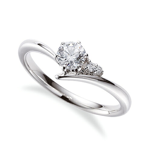 指輪 18金 ホワイトゴールド 天然石 サイドストーンリング 主石の直径約5.2mm V字 六本爪留め｜K18WG k18 18k 貴金属 ジュエリー レディース メンズ｜ジュエリー＆ネックレス RUBBY
