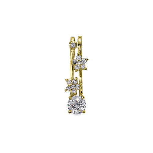 ペンダントトップ 18金 イエローゴールド 天然石 花モチーフのメレ付きペンダント 主石の直径約4.4mm 四本爪留め ペンダントヘッドのみ｜K18YG k18 18k 貴金属 ジュエリー レディース メンズ｜ジュエリー＆ネックレス RUBBY