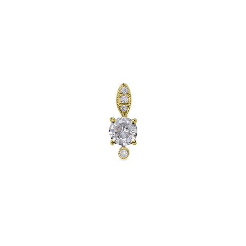 ペンダントトップ 18金 イエローゴールド 天然石 メレ周りミル打ちペンダント 主石の直径約3.8mm 四本爪留め ペンダントヘッドのみ｜K18YG k18 18k 貴金属 ジュエリー レディース メンズ