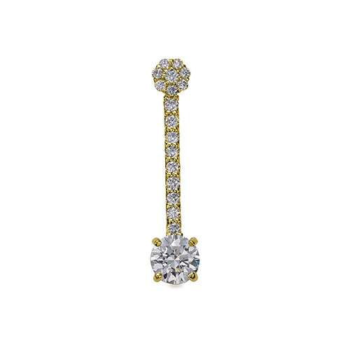 ペンダントトップ 18金 イエローゴールド 天然石 メレが並んだスティックペンダント 主石の直径約5.2mm 四本爪留め ペンダントヘッドのみ|K18YG k18 18k 貴金属 ジュエリー レディース メンズ|ジュエリー&ネックレス RUBBY