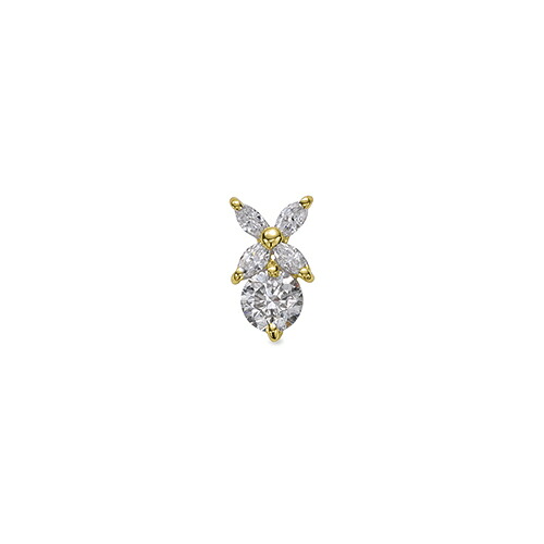 ペンダントトップ 18金 イエローゴールド 天然石 マーキスメレの花モチーフが付いた一粒ペンダント 主石の直径約3.8mm 二本爪留め ペンダントヘッドのみ｜K18YG k18 18k 貴金属 ジュエリー レディース メンズ