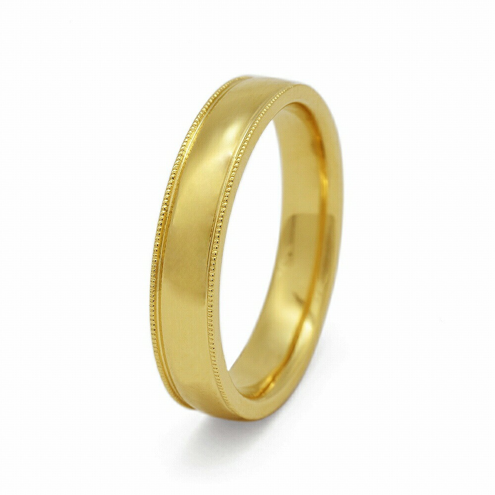 指輪 18金 イエローゴールド シンプルで上品なミル打ちリング 幅3.8mm｜K18YG k18 18k 貴金属 ジュエリー レディース メンズ