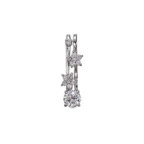 ペンダントトップ PT900 プラチナ 天然石 花モチーフのメレ付きペンダント 主石の直径約4.4mm 四本爪留め ペンダントヘッドのみ｜900pt 貴金属 ジュエリー レディース メンズ｜ジュエリー＆ネックレス RUBBY