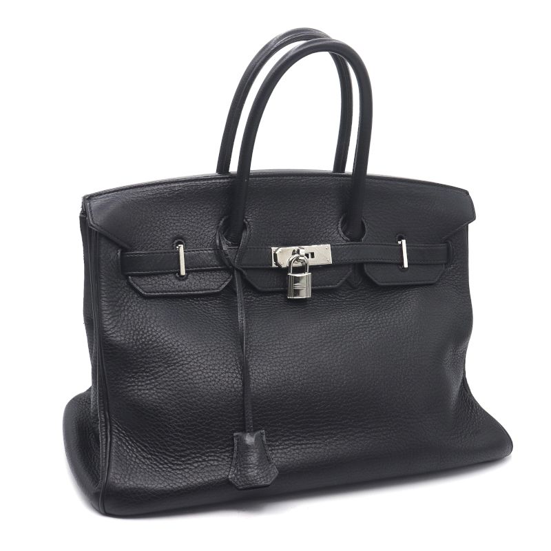 [返品OK] エルメス バーキン35 □J刻印 2006年製 トリヨンクレマンス ブラック シルバー金具 内縫い ハンドバッグ 35cm 黒 レザー 【中古】【送料無料】