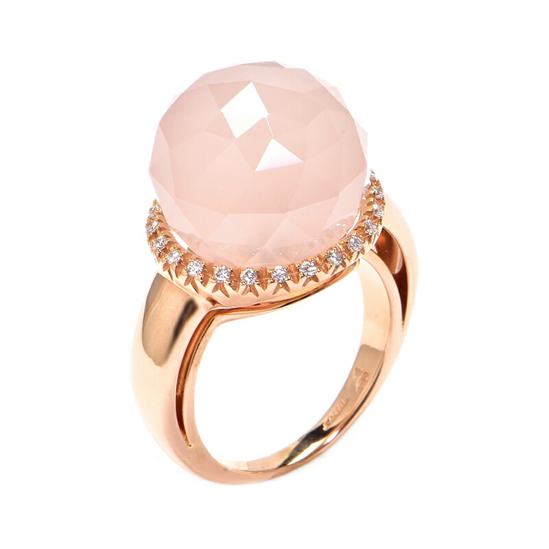 ZOCCAI ゾッカイ ローズクォーツ リング K18PG ダイヤモンド 9号
