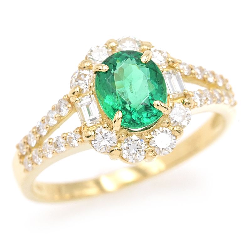 楽天市場】[返品OK] 0.77ct天然エメラルドリング 11号 K18YG 0.56ct  