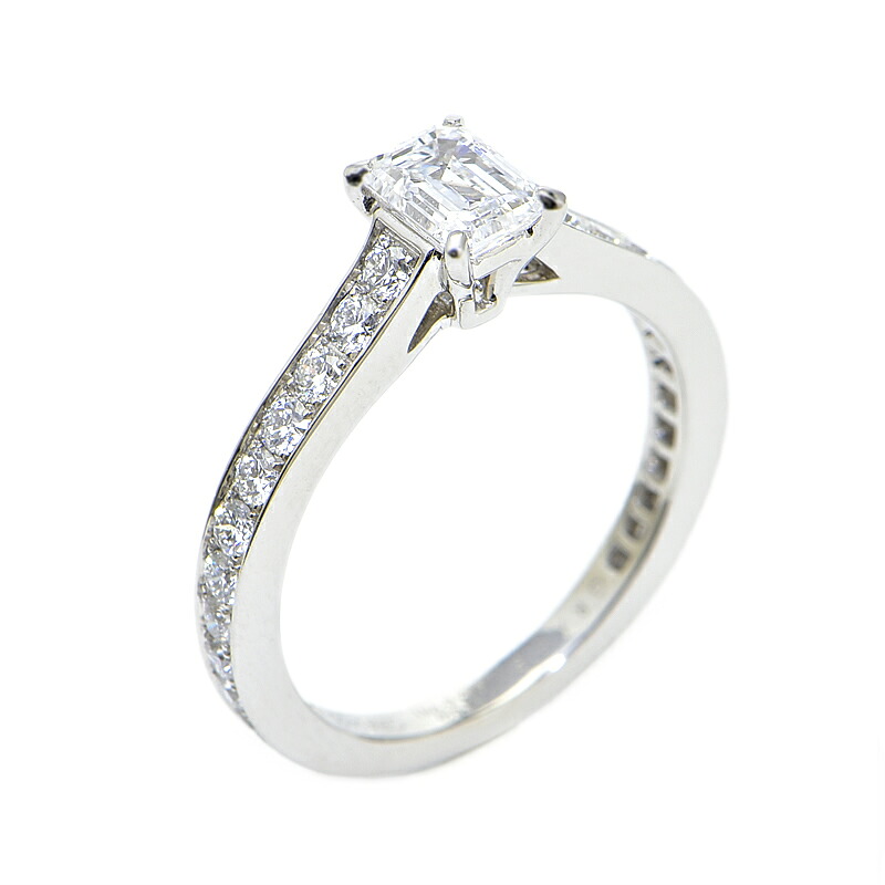 [返品OK] グラフ Dカラー/VS1/0.52ct エメラルドカット ダイヤモンドリング 8号 Pt950 プラチナ ダイヤリング 地金約3.2g 【中古】【送料無料】