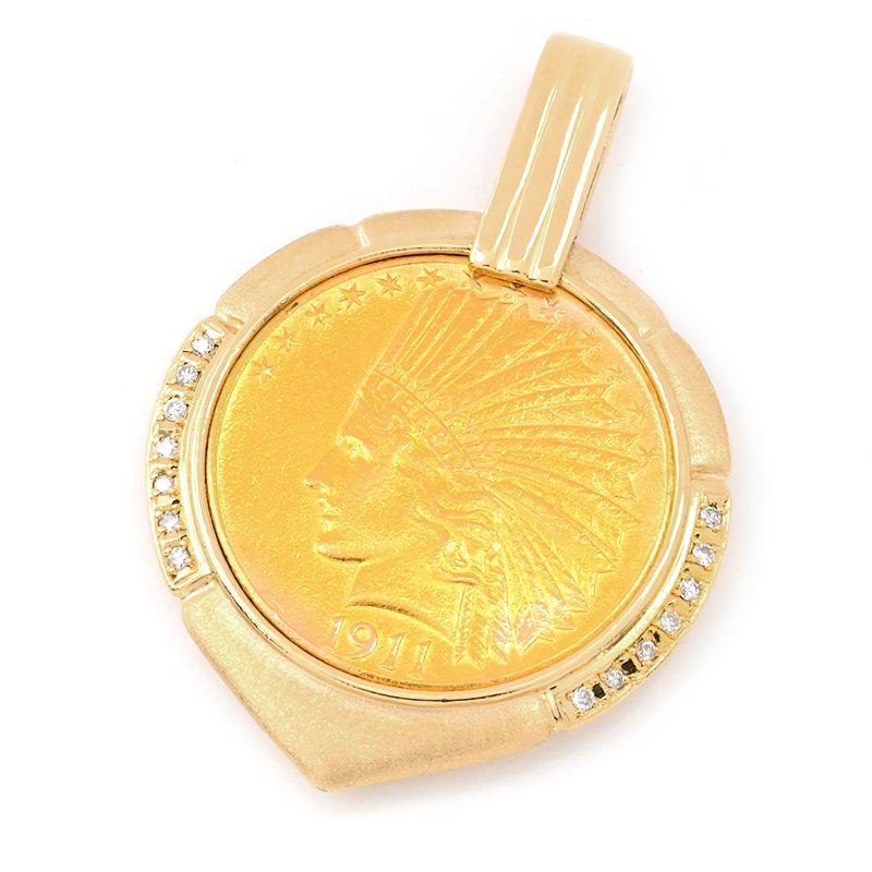 インディアン  金貨 楽天市場】K21.6 インディアン コイントップ 5ドル金貨 1908年 K21.6YG