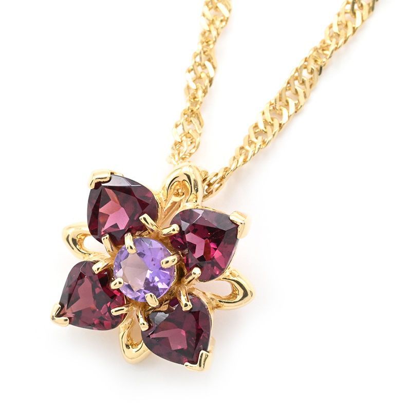 楽天市場】ジュエリーマキ K18 YG ルビー ダイヤモンド 付 花 フラワー