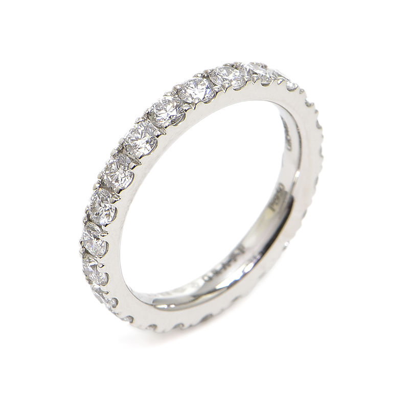 [返品OK] グラフ 約1.2ct キャッスルセット ラウンドダイヤモンド ウェディングバンド 6.5号 Pt950 エタニティリング プラチナ 地金3g 【中古】【送料無料】