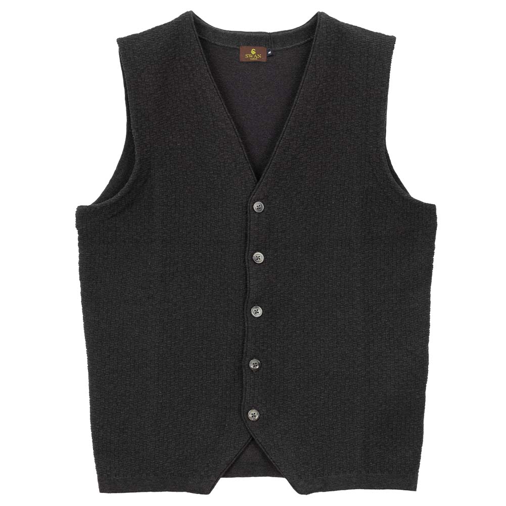 【美品】シーマリー　カシミヤ襟付きニットベスト　ジレ　グレー メゾン マルジェラ MAISON MARGIELA ウールリネンタバード SI1TH0001