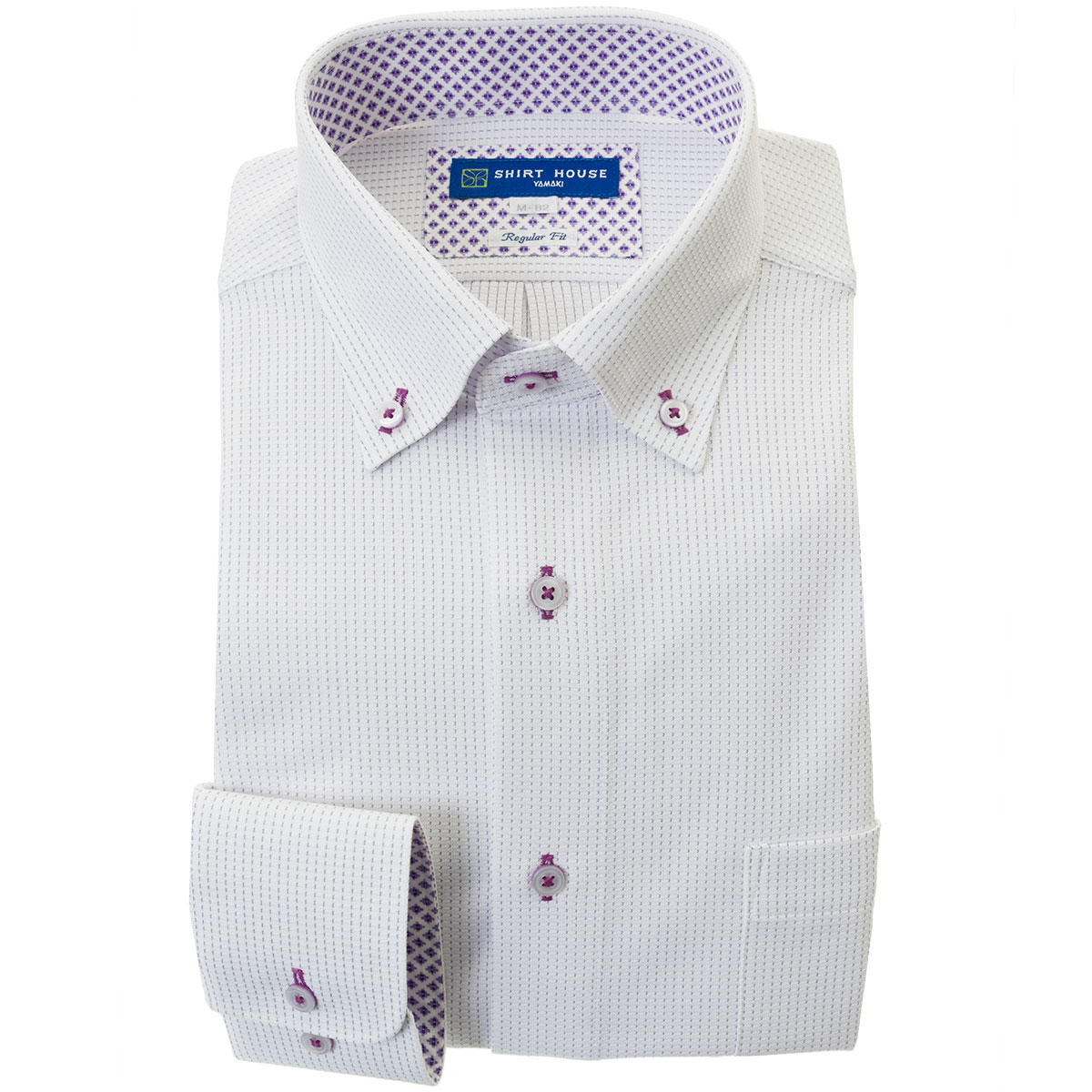 楽天市場 ワイシャツ メンズ シャツハウス スリム フィット パープル ドビー ストレッチ ニット ボタンダウン S M L Ll 2l 0622ss シャツハウス