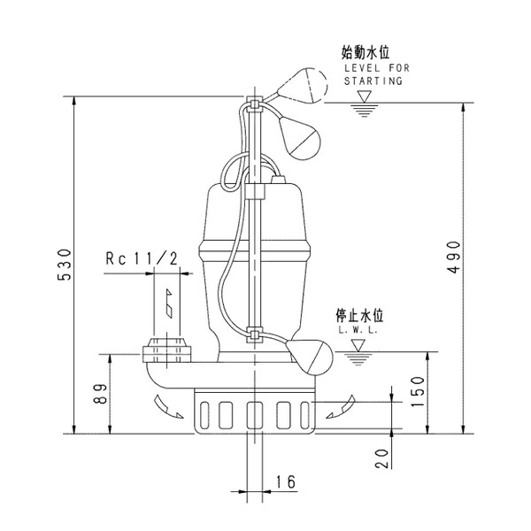 荏原 エバラ 【40デオキシリボ核酸5.25】 雑水抜き揚水機 三相 0.25kW 2極 50サイクル 原動機駆動動力 自動小銃形