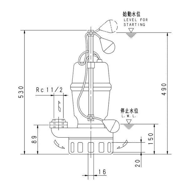 荏原 エバラ 【40デオキシリボ核酸5.25S】 雑水抜き揚水機 単相 0.25kW 2極 50サイクル 原動機駆動動力 自動小銃形