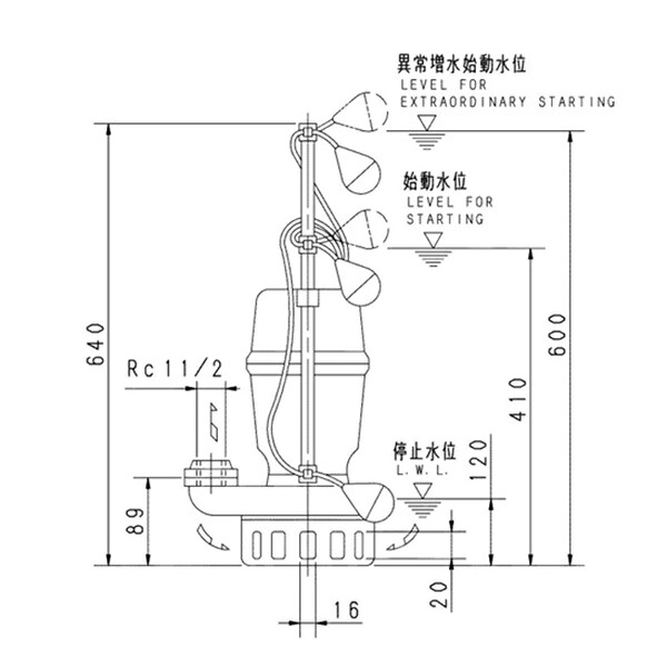 荏原 エバラ 【40DNJ5.25】 雑水抜き揚水機 三相 0.25kW 2極 50サイクル 原動機駆動動力 自動小銃代わり代わり形
