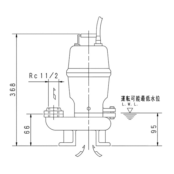 荏原 エバラ 【40DVS6.15SB】 雑排水ポンプ 単相 0.15kW 2極 60Hz モータ駆動 非自動形
