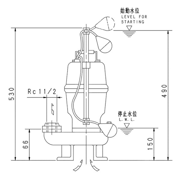 荏原 エバラ 【40DVSA6.25SB】 雑水抜き揚水機 単相 0.25kW 2極 60サイクル 原動機駆動動力 自動小銃形